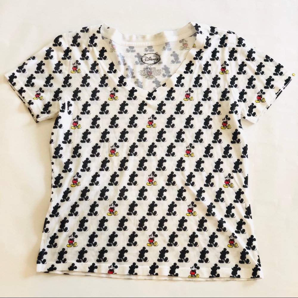 Disney Mickey Print V-Neck Tee Shirt - Women’s S